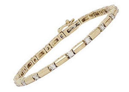 Gold Plated Womens CZ Studded Tennis Bracelet